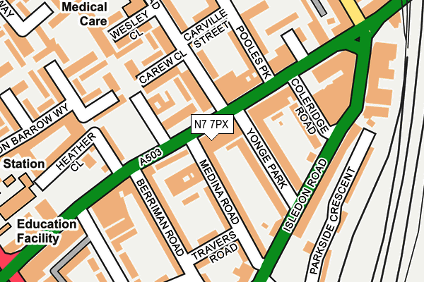N7 7PX map - OS OpenMap – Local (Ordnance Survey)