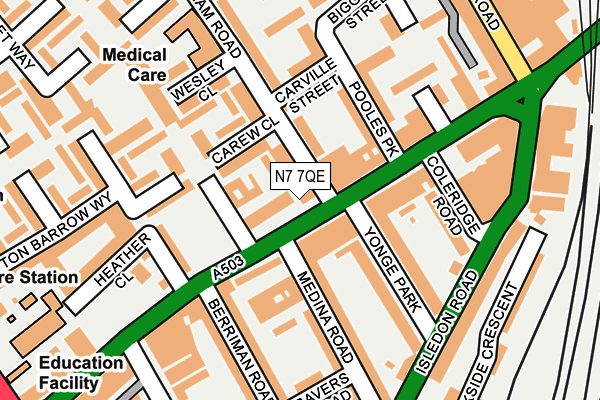 N7 7QE map - OS OpenMap – Local (Ordnance Survey)