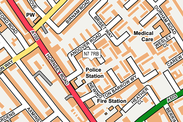 N7 7RB map - OS OpenMap – Local (Ordnance Survey)