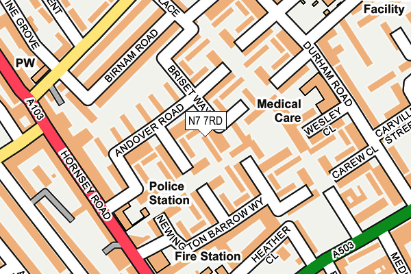 N7 7RD map - OS OpenMap – Local (Ordnance Survey)