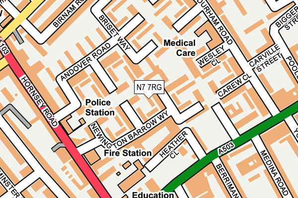 N7 7RG map - OS OpenMap – Local (Ordnance Survey)