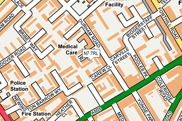 N7 7RL map - OS OpenMap – Local (Ordnance Survey)