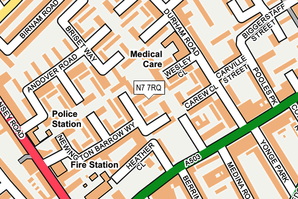 N7 7RQ map - OS OpenMap – Local (Ordnance Survey)