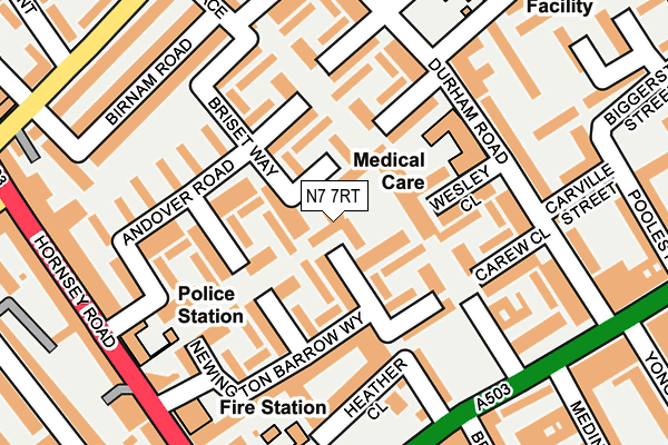 N7 7RT map - OS OpenMap – Local (Ordnance Survey)