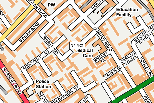 N7 7RX map - OS OpenMap – Local (Ordnance Survey)