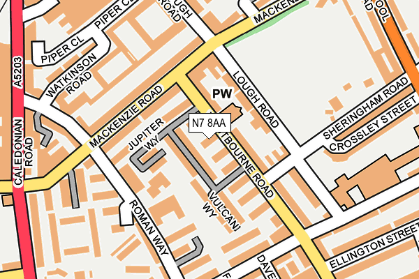 N7 8AA map - OS OpenMap – Local (Ordnance Survey)