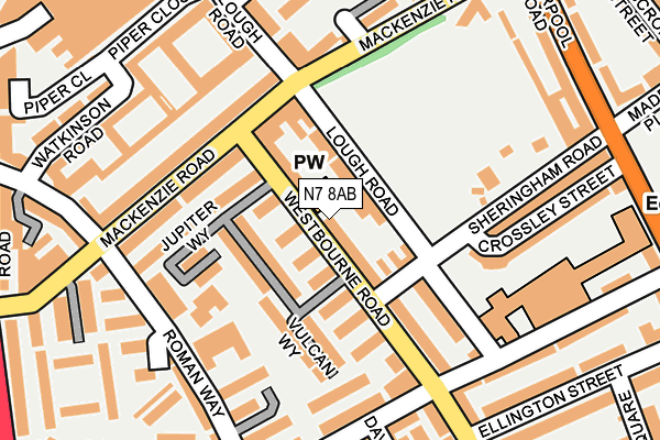 N7 8AB map - OS OpenMap – Local (Ordnance Survey)