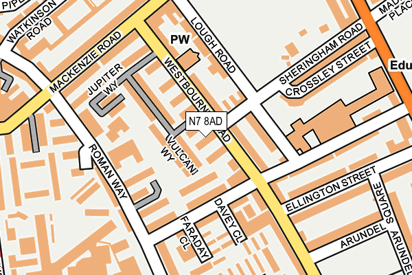 N7 8AD map - OS OpenMap – Local (Ordnance Survey)