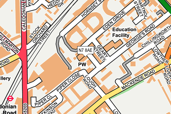 N7 8AE map - OS OpenMap – Local (Ordnance Survey)