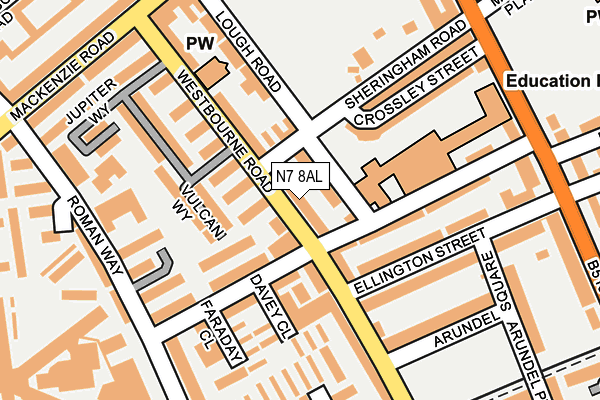 N7 8AL map - OS OpenMap – Local (Ordnance Survey)