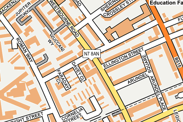 N7 8AN map - OS OpenMap – Local (Ordnance Survey)