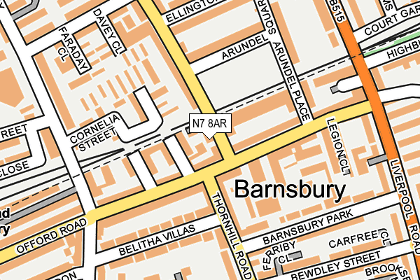 N7 8AR map - OS OpenMap – Local (Ordnance Survey)