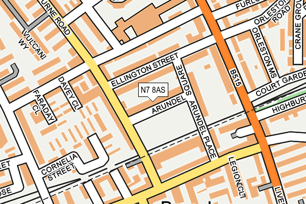 N7 8AS map - OS OpenMap – Local (Ordnance Survey)