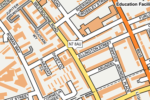 N7 8AU map - OS OpenMap – Local (Ordnance Survey)