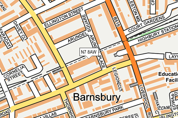 N7 8AW map - OS OpenMap – Local (Ordnance Survey)