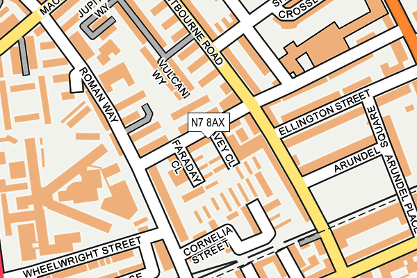 N7 8AX map - OS OpenMap – Local (Ordnance Survey)