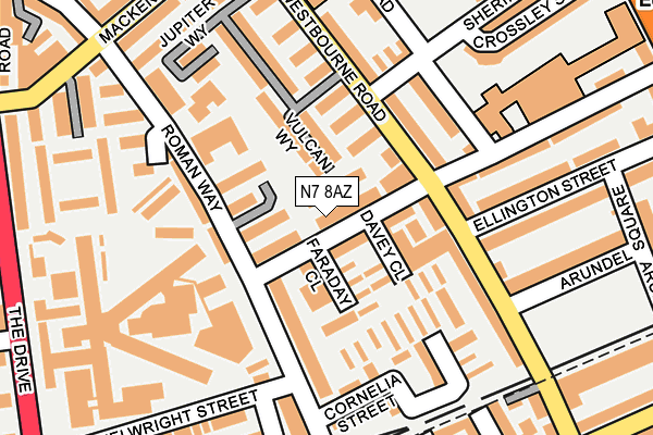 N7 8AZ map - OS OpenMap – Local (Ordnance Survey)