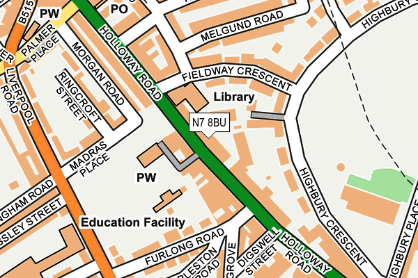 N7 8BU map - OS OpenMap – Local (Ordnance Survey)