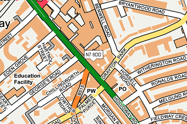 N7 8DD map - OS OpenMap – Local (Ordnance Survey)