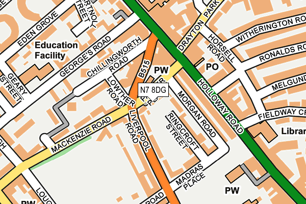 N7 8DG map - OS OpenMap – Local (Ordnance Survey)