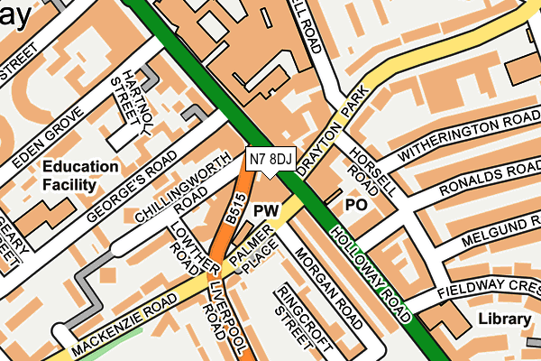 N7 8DJ map - OS OpenMap – Local (Ordnance Survey)