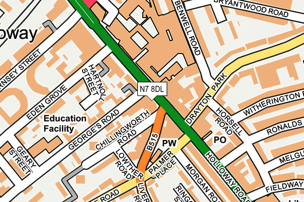 N7 8DL map - OS OpenMap – Local (Ordnance Survey)