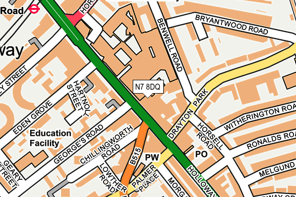 N7 8DQ map - OS OpenMap – Local (Ordnance Survey)