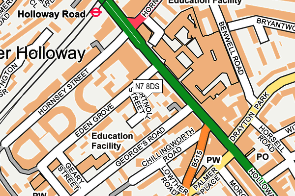 N7 8DS map - OS OpenMap – Local (Ordnance Survey)