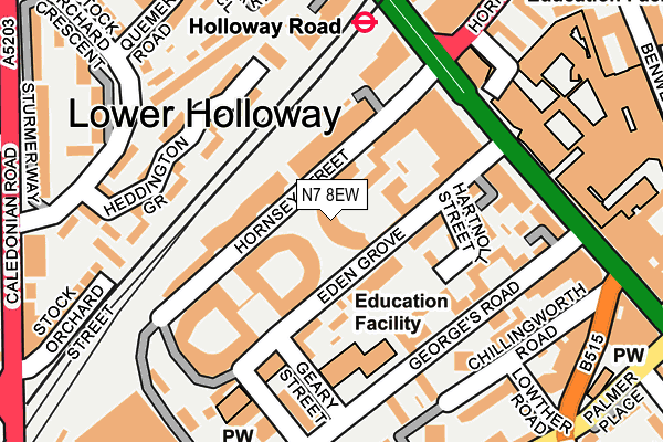 N7 8EW map - OS OpenMap – Local (Ordnance Survey)