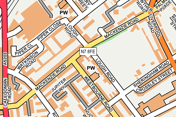 N7 8FE map - OS OpenMap – Local (Ordnance Survey)