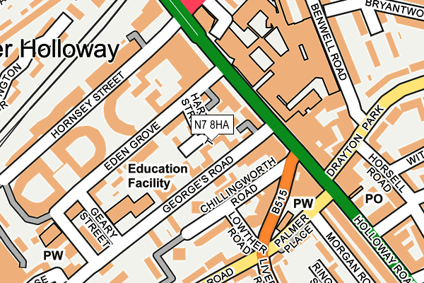 N7 8HA map - OS OpenMap – Local (Ordnance Survey)