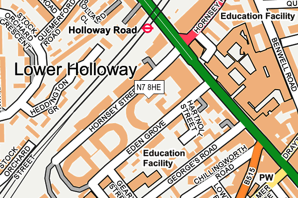 N7 8HE map - OS OpenMap – Local (Ordnance Survey)