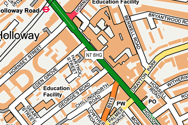 N7 8HG map - OS OpenMap – Local (Ordnance Survey)