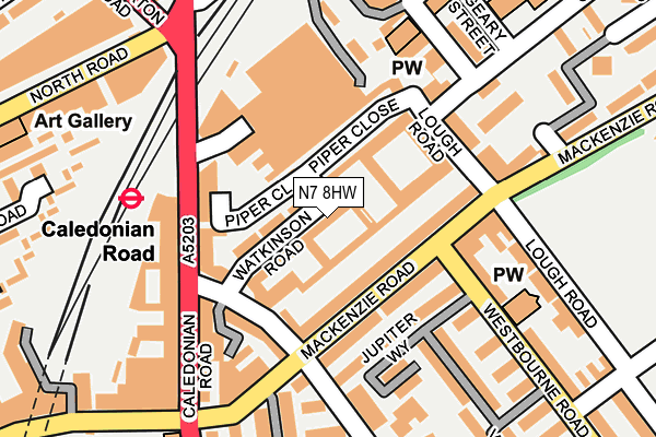 N7 8HW map - OS OpenMap – Local (Ordnance Survey)