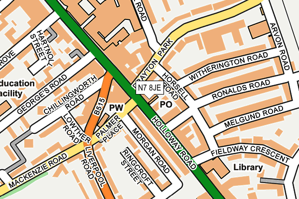 N7 8JE map - OS OpenMap – Local (Ordnance Survey)