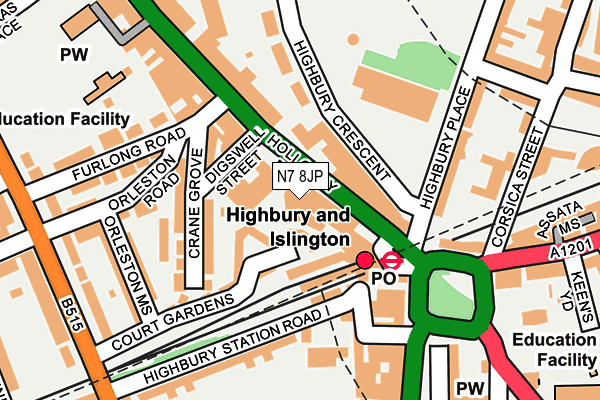 N7 8JP map - OS OpenMap – Local (Ordnance Survey)