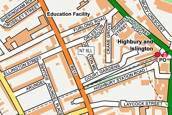 N7 8LL map - OS OpenMap – Local (Ordnance Survey)