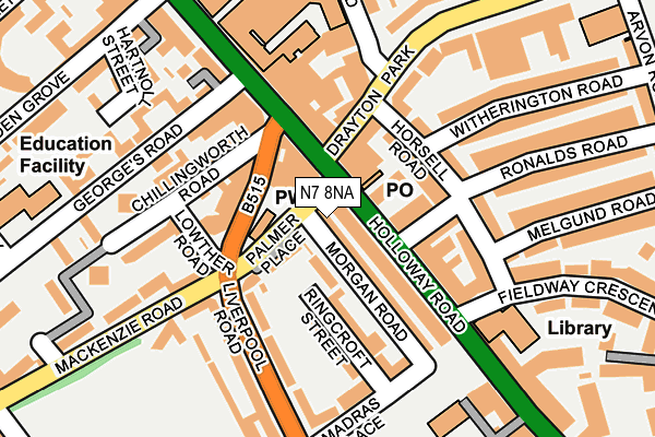 N7 8NA map - OS OpenMap – Local (Ordnance Survey)