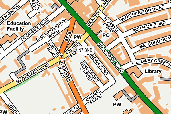 N7 8NB map - OS OpenMap – Local (Ordnance Survey)