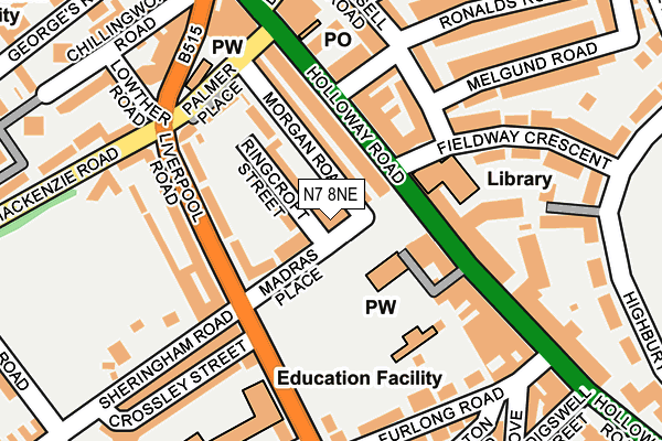 N7 8NE map - OS OpenMap – Local (Ordnance Survey)