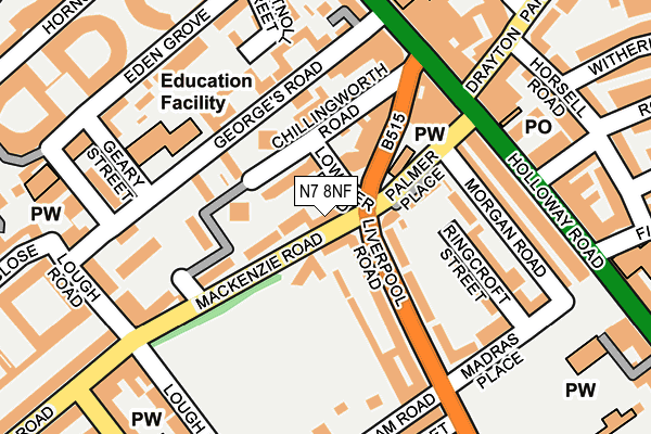 N7 8NF map - OS OpenMap – Local (Ordnance Survey)