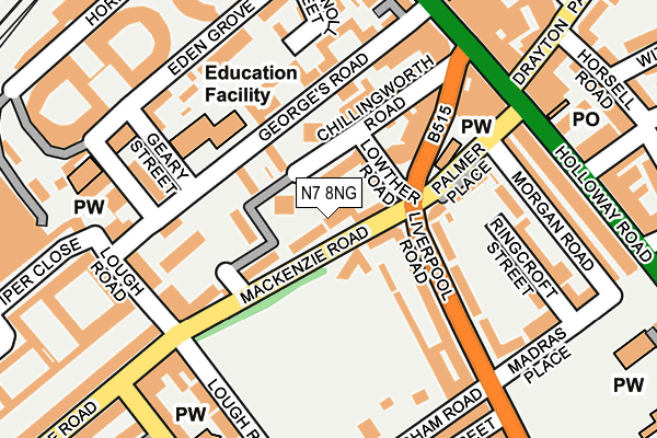 N7 8NG map - OS OpenMap – Local (Ordnance Survey)