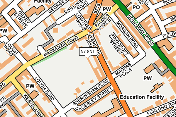 N7 8NT map - OS OpenMap – Local (Ordnance Survey)