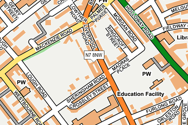 N7 8NW map - OS OpenMap – Local (Ordnance Survey)