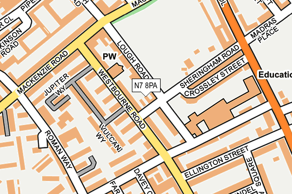 N7 8PA map - OS OpenMap – Local (Ordnance Survey)