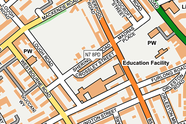 N7 8PD map - OS OpenMap – Local (Ordnance Survey)