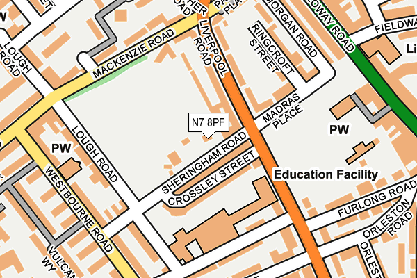 N7 8PF map - OS OpenMap – Local (Ordnance Survey)