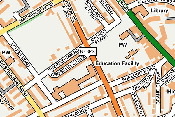 N7 8PG map - OS OpenMap – Local (Ordnance Survey)