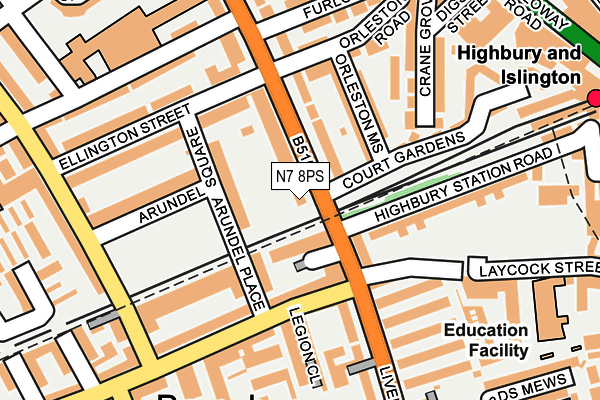 N7 8PS map - OS OpenMap – Local (Ordnance Survey)