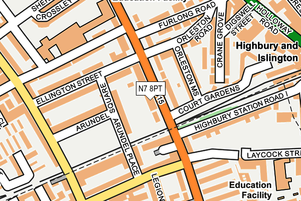 N7 8PT map - OS OpenMap – Local (Ordnance Survey)